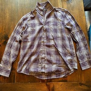 Men’s Alfani button down shirt. Size medium. Color gray plaid with purple